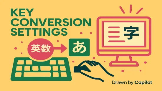 아래아한글에서 일본어 입력설정을 상징하는 일러스트레이션