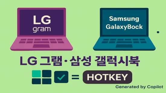 국내 유통 브랜드별 노트북 단축키 일람을 상징하는 일러스트레이션